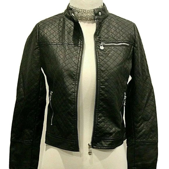 COFFEESHOP KIDS Faux Leather Quilted Moto Jacket - Picture 1 of 6